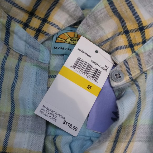 NWT C&C CALIFORNIA rayon plaid shirt (M) - Picture 6 of 8